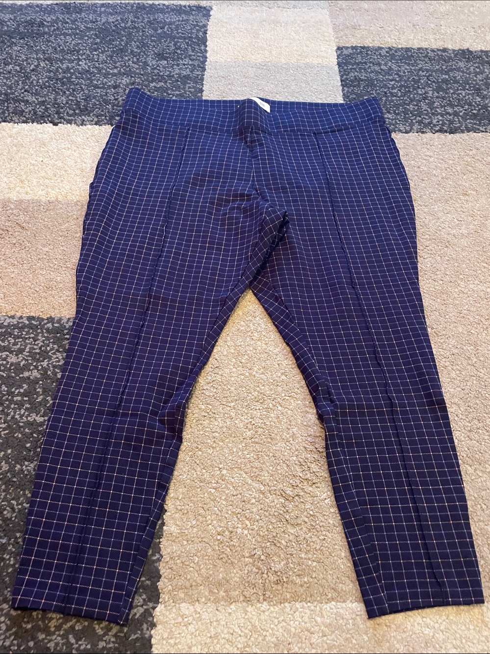 Old Navy Women's Navy Windowpane Ankle Pants